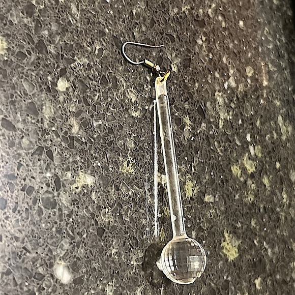 Disco Acrylic Clear Drop Earrings - Picture 6 of 10